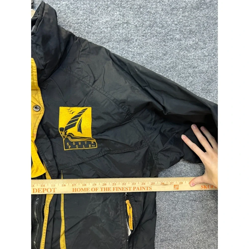 VTG Southpole Full Zip Windbreaker Jacket Men's Black Yellow Raglan Sleeve - L